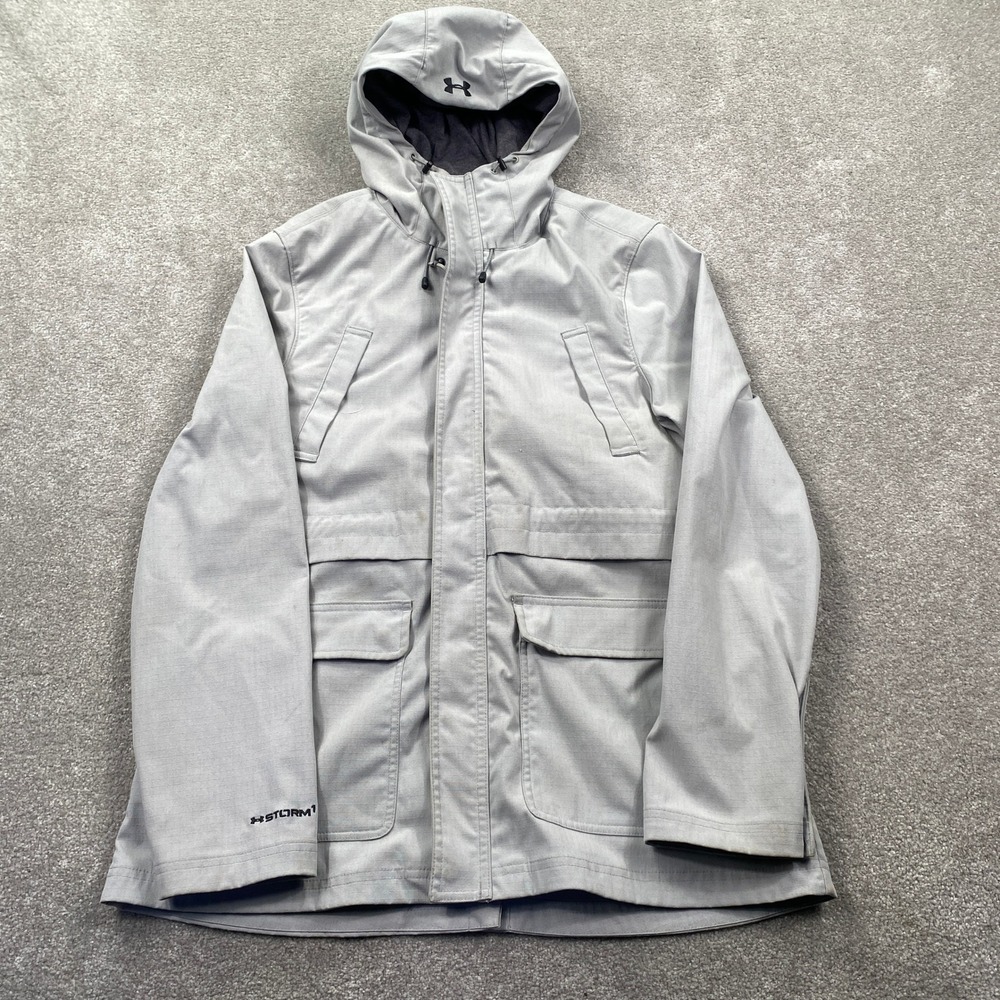 Under Armour Storm1 Hooded Jacket Women's L Gray Ripstop Utility Parka Coat
